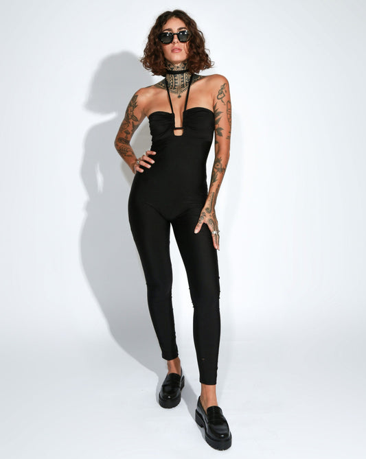 BLACK FITTED JUMPSUIT