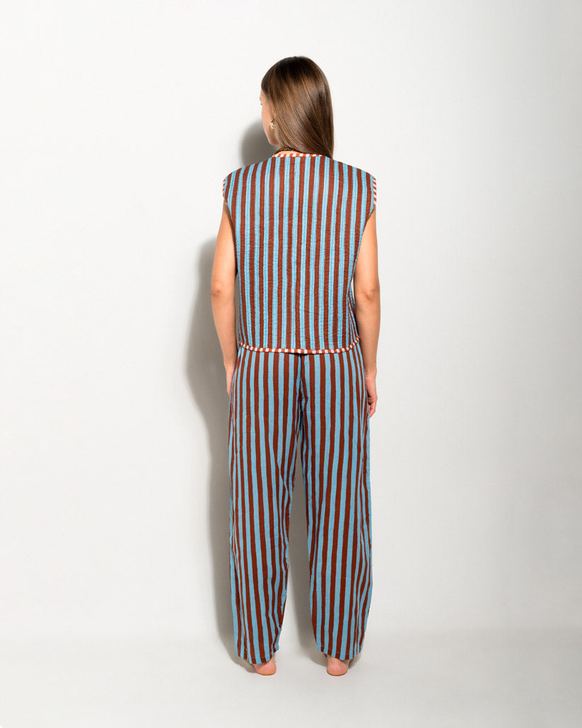 MATCHING SET WITH VEST AND TROUSERS IN STRIPPED PRINT