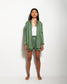 GREEN STRIPED PRINT MATCHING SET OUTFIT WITH SHIRT AND SHORTS