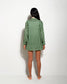 GREEN STRIPED PRINT MATCHING SET OUTFIT WITH SHIRT AND SHORTS