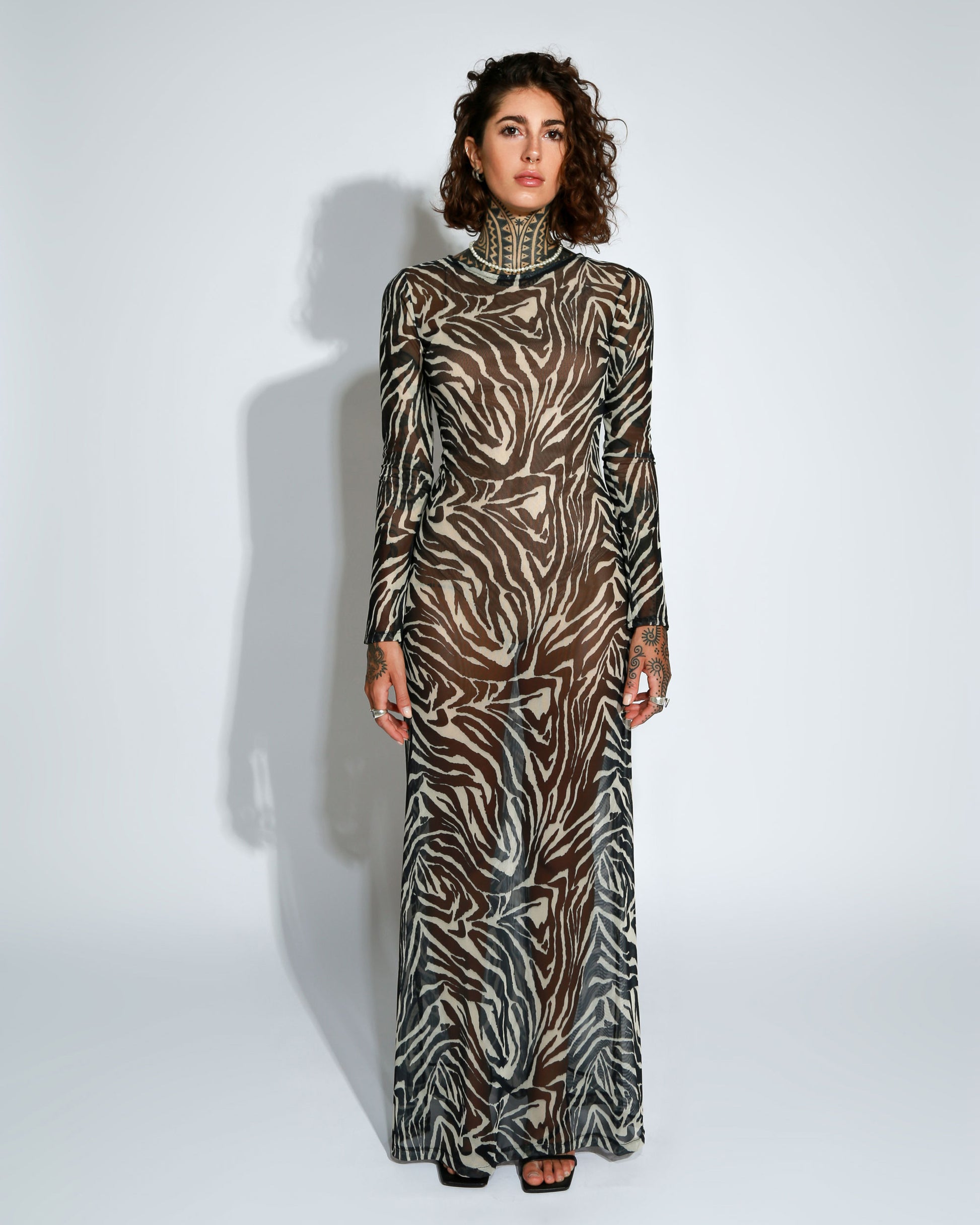 ZEBRA MESH DRESS AKA ROUGE ZEBRA MESH DRESS AKA ROUGE