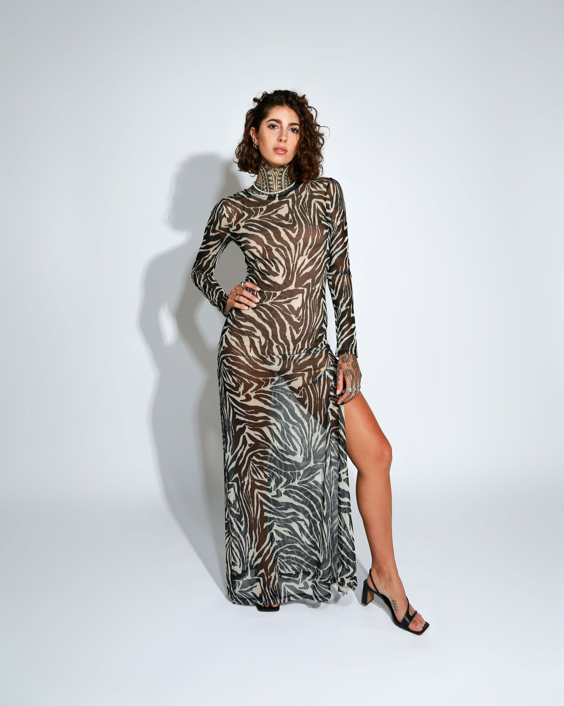 ZEBRA MESH DRESS AKA ROUGE ZEBRA MESH DRESS AKA ROUGE