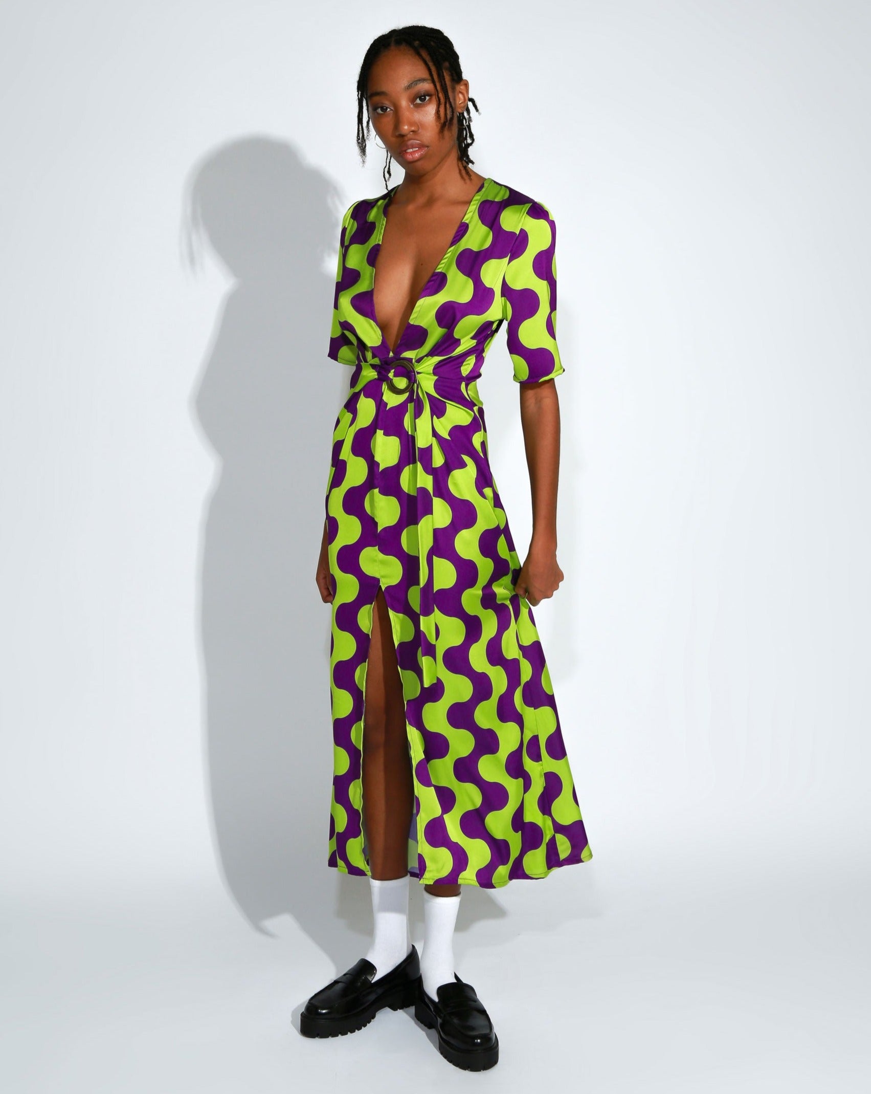 purple with green dress Oueen Ombre - -Green Its striking color combination merges elegance with a modern twist Redhead Illusion - Green and