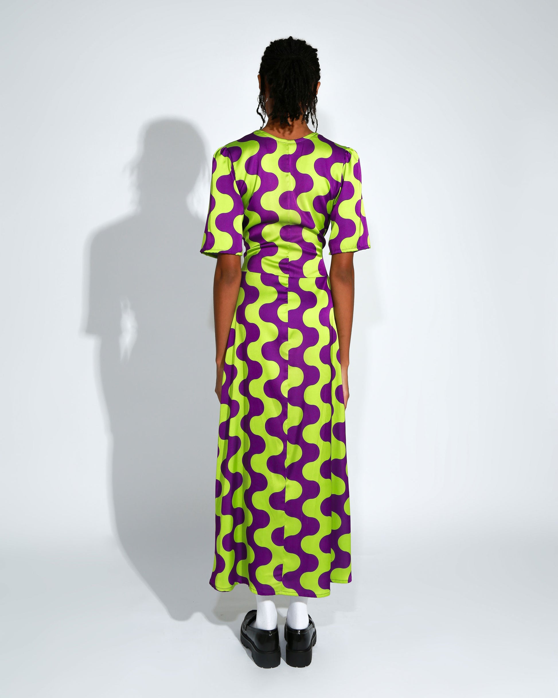 V NECK GREEN AND PURPLE DRESS AKA ROUGE V NECK GREEN AND PURPLE DRESS AKA ROUGE