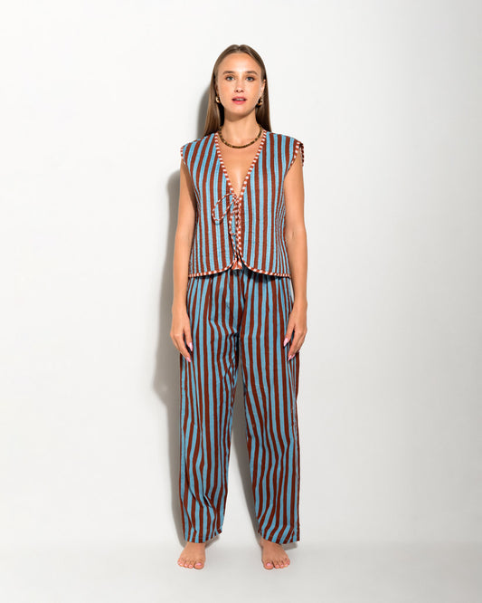 MATCHING SET WITH VEST AND TROUSERS IN STRIPPED PRINT